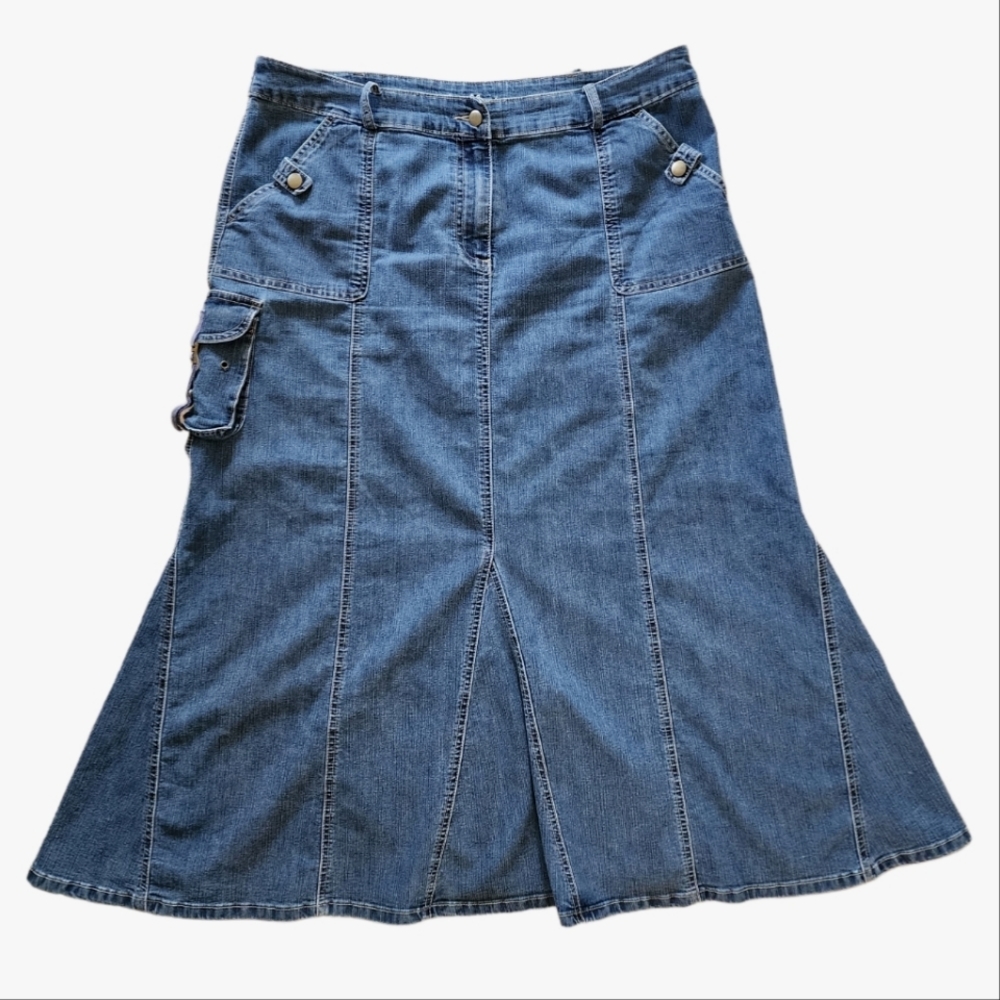 Vintage 90s y2k Long Denim Maxi Skirt By L.A. Blues Size 18
